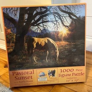 NIB Pastoral Sunset 1000 Piece Jigsaw Puzzle Horse Grazing in Field - sealed NIB